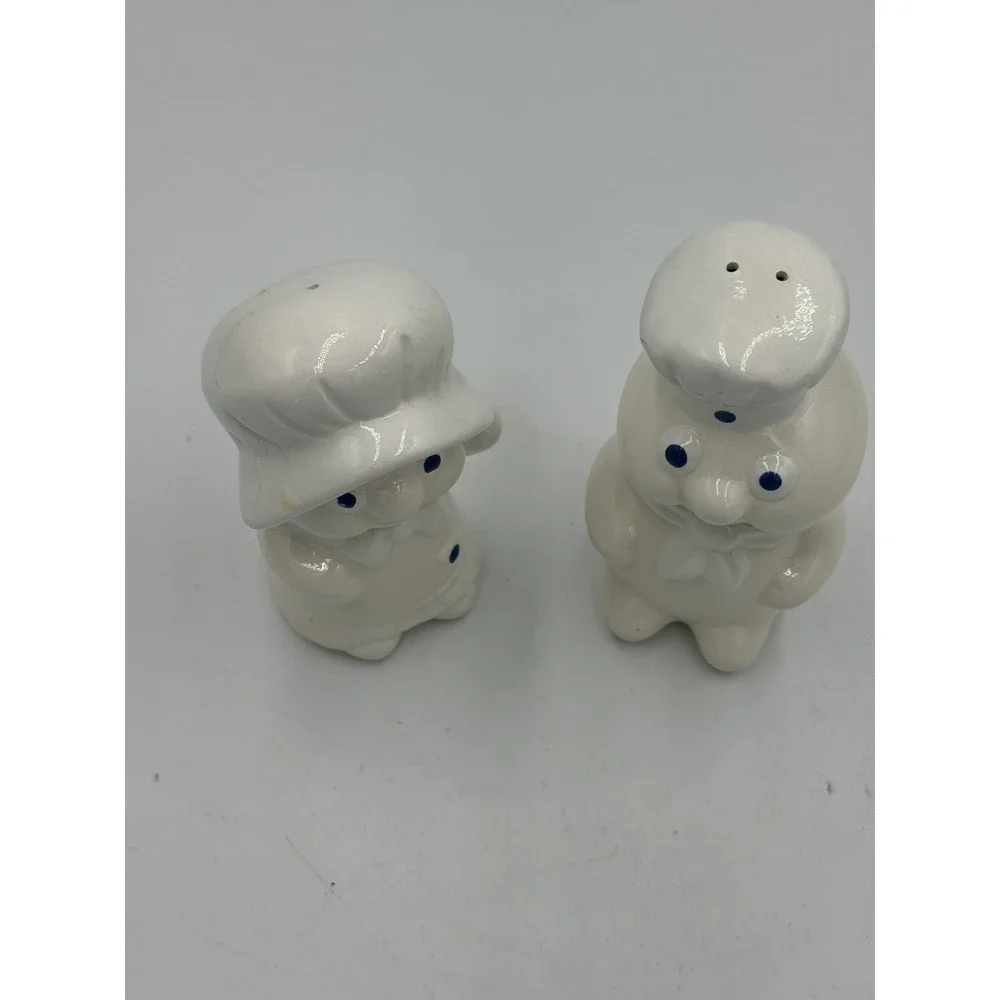 1988 Pillsbury Doughboy & Poppie Fresh Ceramic Salt & Pepper Shakers Set